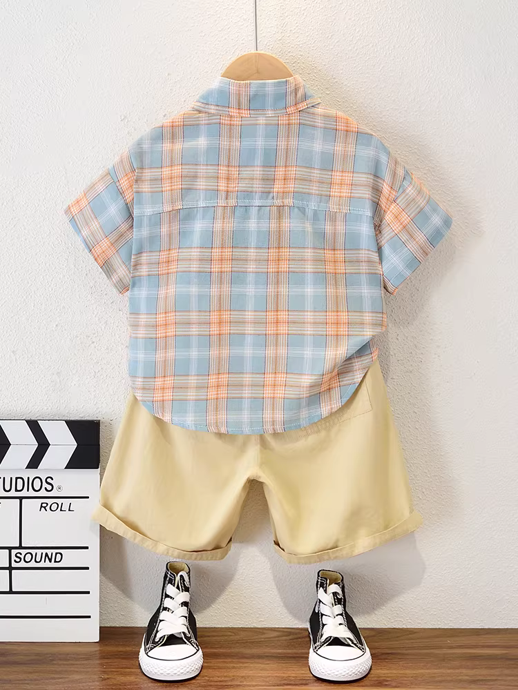 Bộ trang phục hè thời thượng cho bé trai 2025, quần áo trẻ em sành điệu, bộ quần áo ngắn tay mùa hè thời trang cho bé