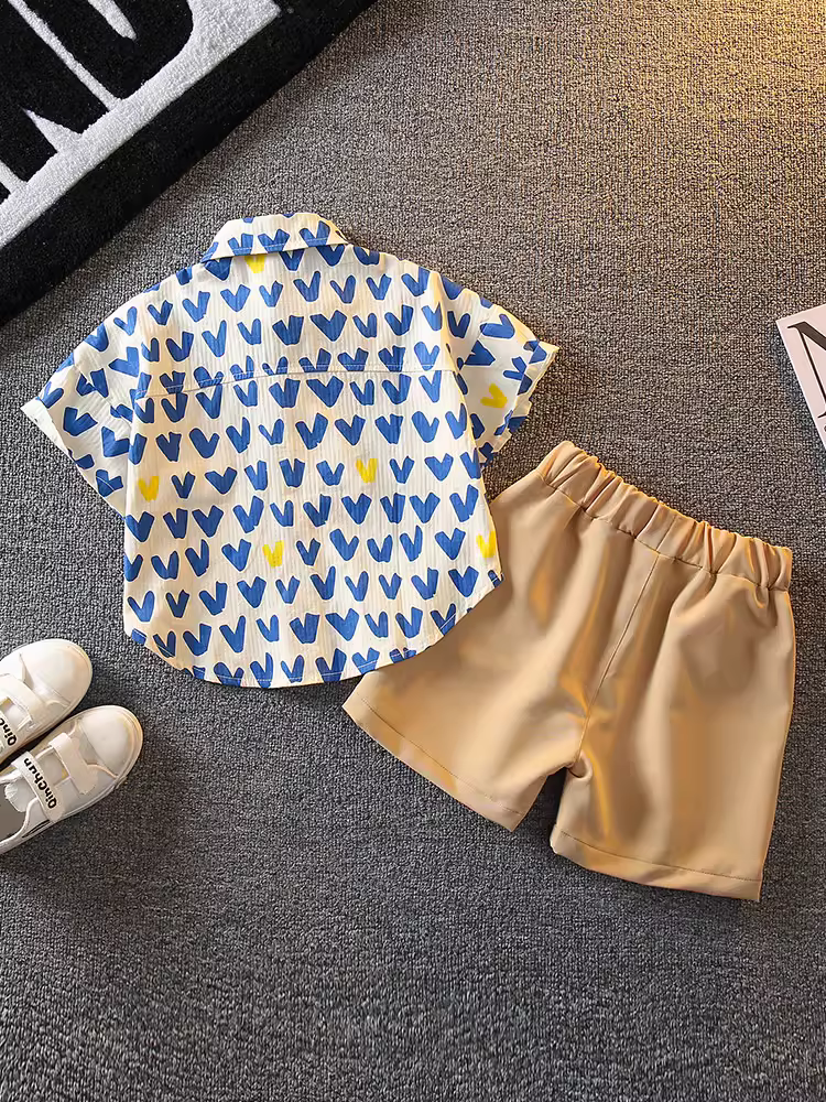 Bộ áo sơ mi mùa hè cho bé trai 25 mẫu mới thời trang, phong cách đường phố cá tính, hợp xu hướng, bộ hai mảnh dành cho trẻ em nổi tiếng trên mạng