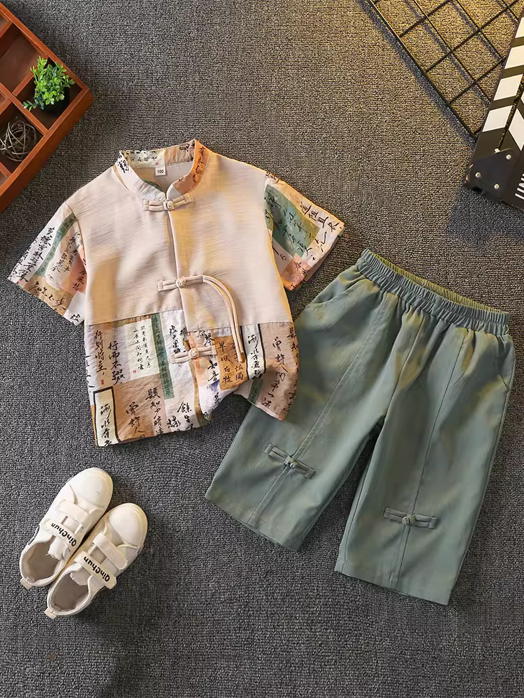 Trang phục Hanfu kiểu Trung Quốc mới dành cho trẻ em dành cho bé trai, 25 kiểu trang phục nhà Đường mùa hè mới, bộ trang phục biểu diễn cổ điển đẹp trai kiểu Trung Quốc dành cho bé trai.