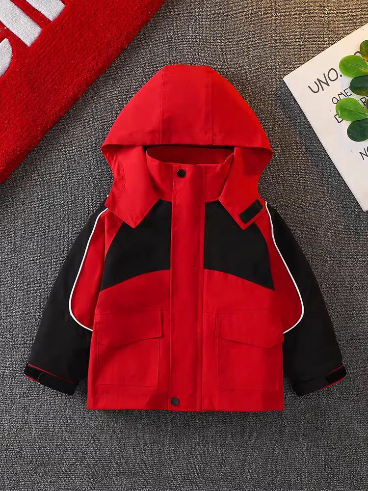 Áo khoác trẻ em 3 trong 1 có thể tháo rời dành cho bé trai, áo khoác mùa xuân thu, quần áo ngoài trời mùa xuân 2025 cho trẻ mới biết đi, thời trang trẻ em hợp xu hướng