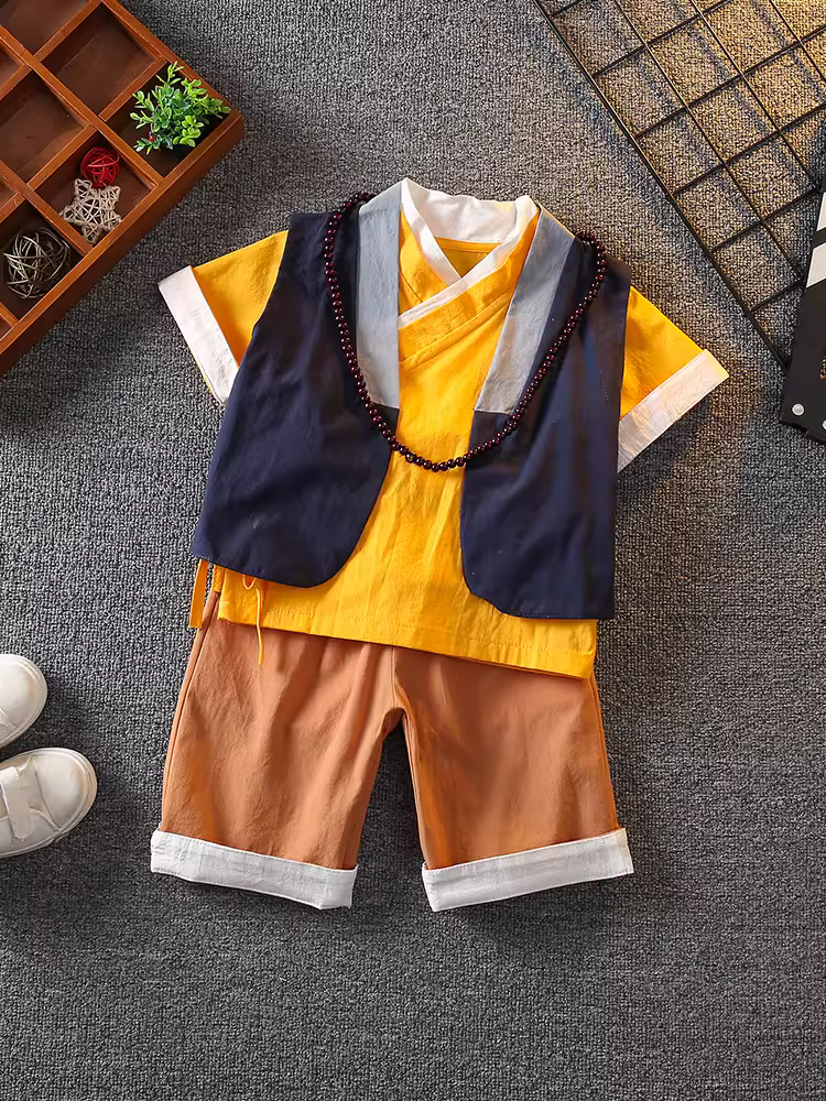 Trang phục mùa hè của bé trai Hanfu Phong cách Trung Hoa cải tiến trang phục truyền thống Trang phục trẻ em kiểu nhà Đường trang phục trang trọng Trang phục biểu diễn truyền thống của bé trai theo phong cách Trung Hoa