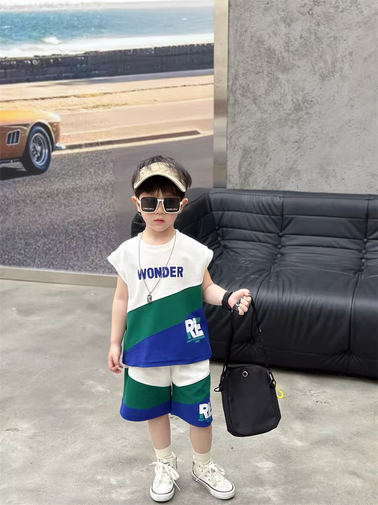 Bộ vest không tay mùa hè cho bé trai kiểu mới 2025, quần áo trẻ em thời trang, trang phục hè đẹp trai cho bé trai