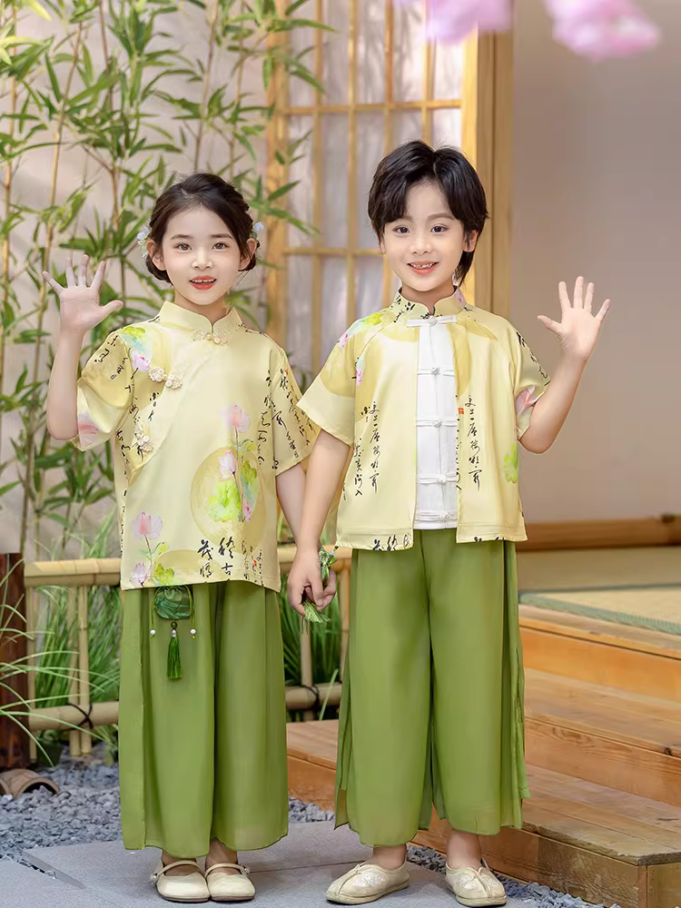 Hanfu cho bé trai và bé gái, trang phục truyền thống theo phong cách nhà Đường, trang phục theo phong cách dân tộc mùa hè cho trẻ em, quần áo mỏng mùa hè cho trẻ em, trang phục biểu diễn dân tộc Trung Quốc.