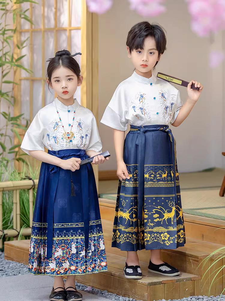 Váy Ma Mian cho bé gái, Hanfu cho bé trai, quần áo mùa hè kiểu mới 2025, trang phục trẻ em kiểu Đường, phong cách Trung Hoa, bộ đồ mùa hè kiểu Trung Hoa mới cho trẻ lớn