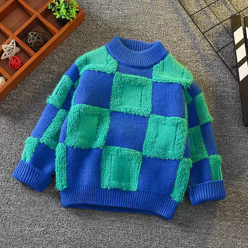 Quần áo trẻ em áo len bé trai 2025 mẫu mới thu đông áo len chui đầu trẻ em đồ dệt kim mùa thu đông phong cách trẻ em