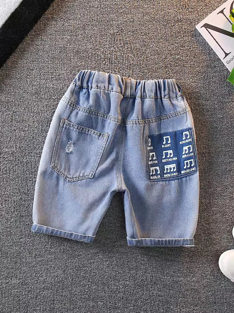 Quần mỏng mùa hè cho bé trai 2025, quần mùa hè trẻ em kiểu dáng năng động, quần short denim thời trang cho bé trai