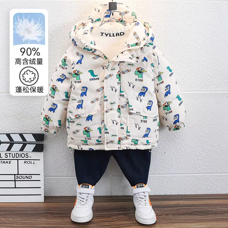 Áo khoác lông vũ cho bé trai, dài vừa phải, lông vịt trắng, áo khoác dày cho trẻ em, quần áo mùa đông sành điệu cho bé, quần áo trẻ em hợp thời trang.