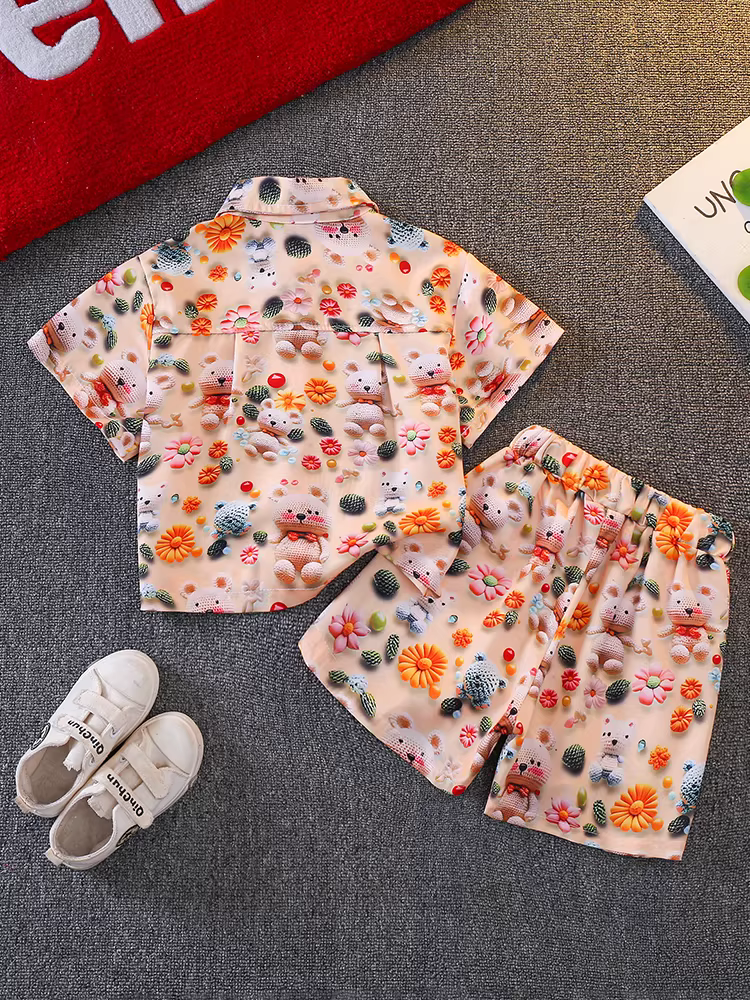 Trang phục mùa hè cho bé trai 2025, quần áo trẻ em mùa hè mới thời trang phong cách đường phố, áo sơ mi bé trai, quần áo trẻ em