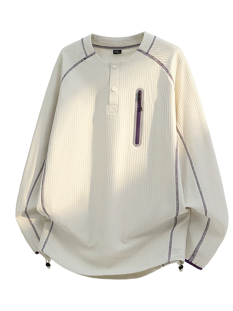 Áo nỉ cổ tròn phối màu thời trang kiểu Mỹ của Jeanswest dành cho nam, áo dài tay dáng rộng đa năng mới cho mùa xuân/thu.