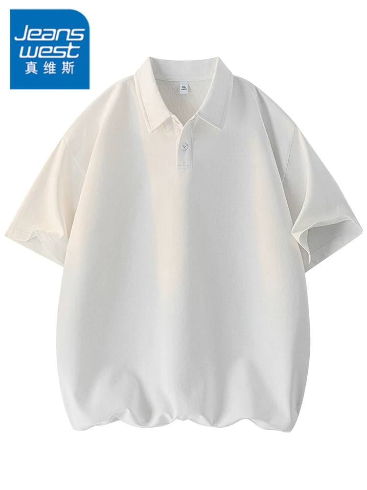 Áo thun nam Jeanswest kiểu Mỹ, màu trơn, thoáng khí, mùa hè, phong cách casual, rộng rãi, thời trang, chất liệu mỏng, kiểu polo.
