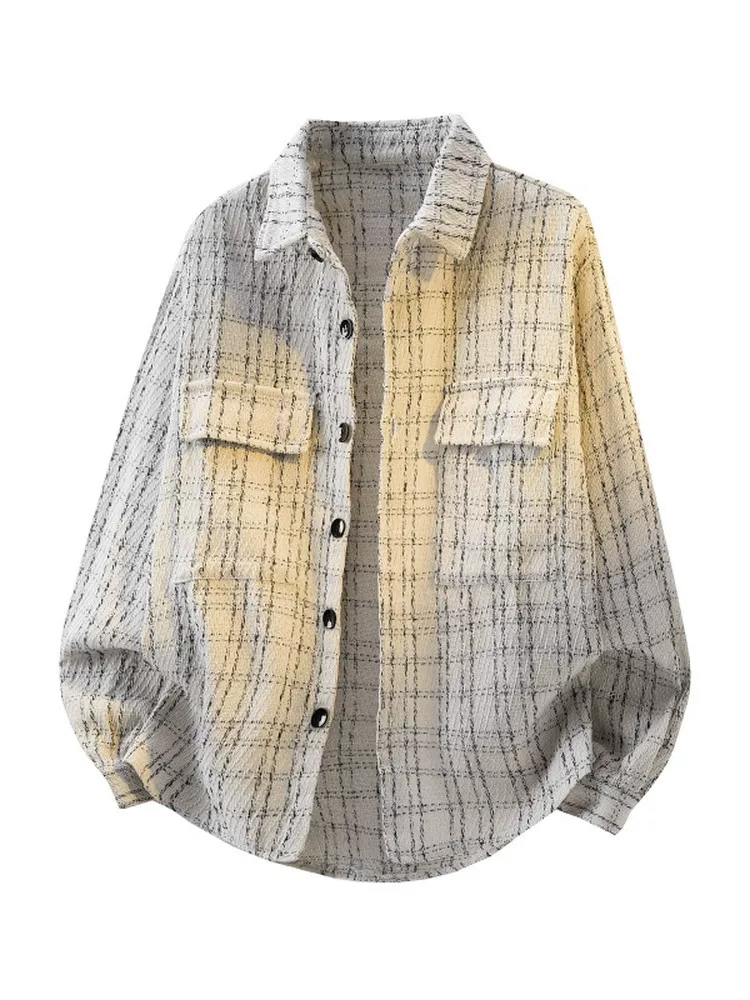 Áo sơ mi kẻ sọc phong cách Mỹ của Jeanswest dành cho nam, mùa xuân thu, thương hiệu thời thượng cao cấp, áo khoác dáng rộng đa năng.