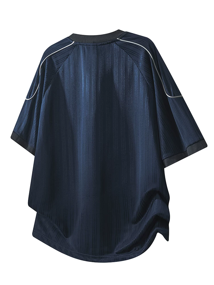 Áo thun nam cổ chữ V phối màu phong cách Mỹ của Jeanswest, thương hiệu thời trang cao cấp mùa hè, áo thể thao tay ngắn rộng rãi thoáng khí.