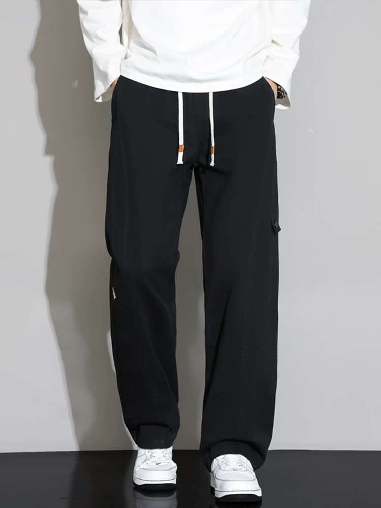 Quần công sở ống rộng 100% cotton nguyên chất của Jeanswest dành cho nam, mùa xuân thu, dáng rộng, cảm giác cao cấp, quần thể thao mềm mại.