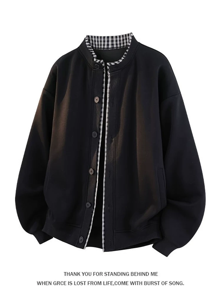 Áo khoác cardigan giả hai mảnh thương hiệu thời thượng mới của Jeanswest dành cho nam, dáng rộng, cỡ lớn, áo khoác dài tay cho mùa xuân và mùa thu.