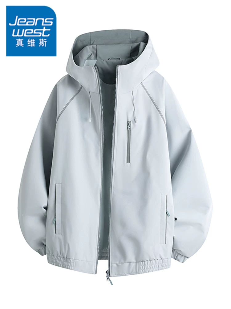 Áo khoác có mũ trùm đầu kiểu Mỹ của Jeanswest dành cho nam, mùa xuân thu, thương hiệu thời trang cao cấp, áo khoác dáng rộng thoải mái, phong cách cá tính.