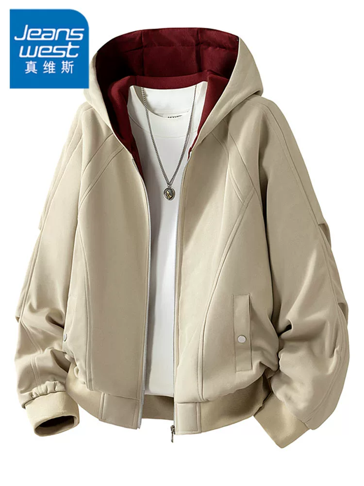 Áo khoác nam cao cấp có mũ trùm đầu Jeanswest 2026, phong cách Mỹ thời thượng, kiểu dáng rộng rãi, đa năng, thích hợp cho mùa xuân và mùa thu.
