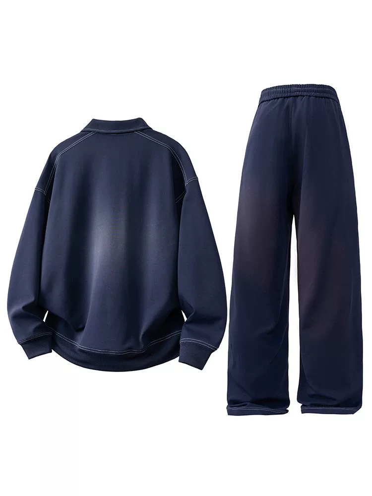 Bộ đồ thường ngày Jeanswest mùa xuân thu, áo sweatshirt cổ trụ, quần ống thẳng, thiết kế đa năng, hợp thời trang, bộ hai món.