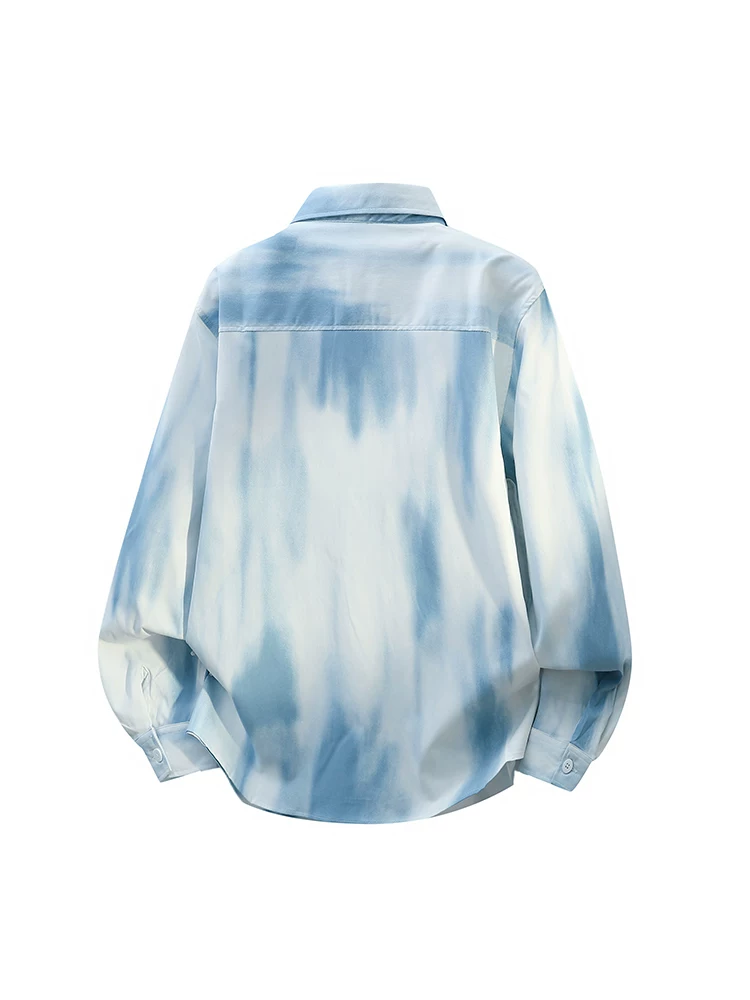 Áo sơ mi dài tay nhuộm tie-dye của Jeanswest dành cho nam, mùa thu, dáng rộng, cảm giác cao cấp.