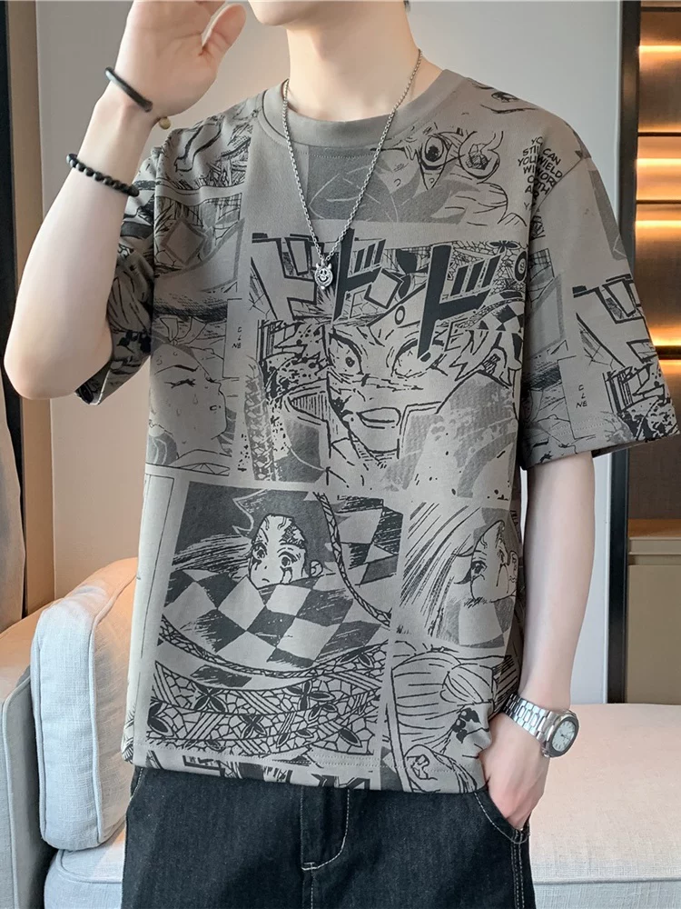 Áo thun ngắn tay in họa tiết graffiti cao cấp của Jeanswest dành cho nam mùa xuân hè thương hiệu thời trang Mỹ áo dáng rộng thông thường