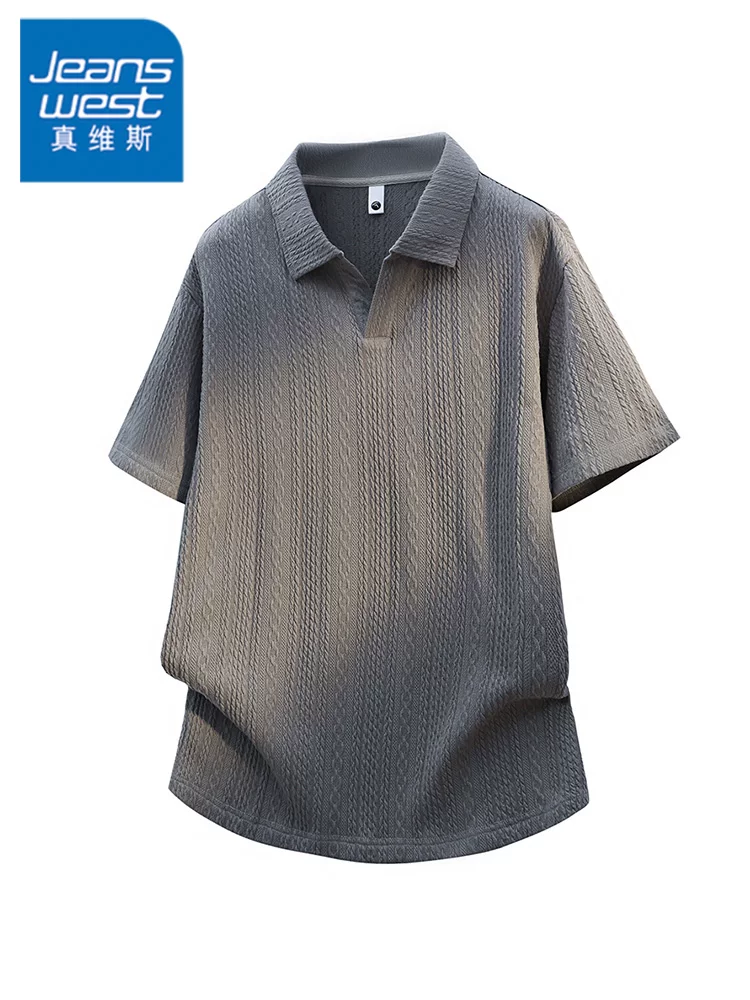 Áo thun cổ bẻ màu trơn kiểu Mỹ của Jeanswest dành cho nam, tay ngắn thoáng khí, thân thiện với làn da, hợp thời trang, cao cấp mùa hè.