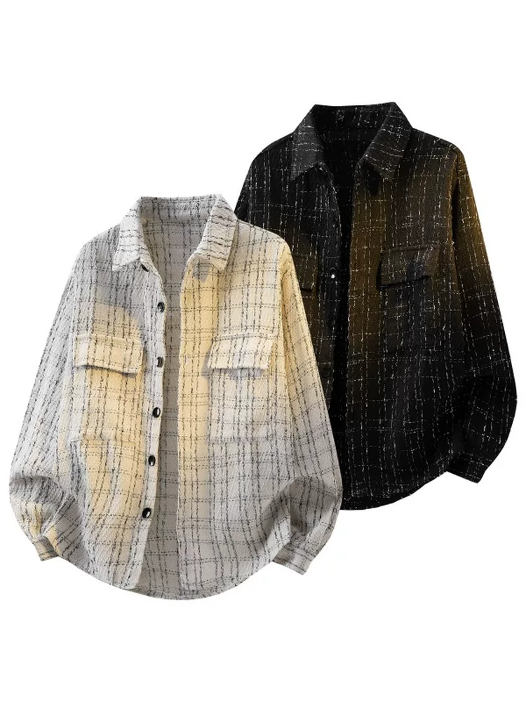 Áo sơ mi kẻ sọc phong cách Mỹ của Jeanswest dành cho nam, mùa xuân thu, thương hiệu thời thượng cao cấp, áo khoác dáng rộng đa năng.