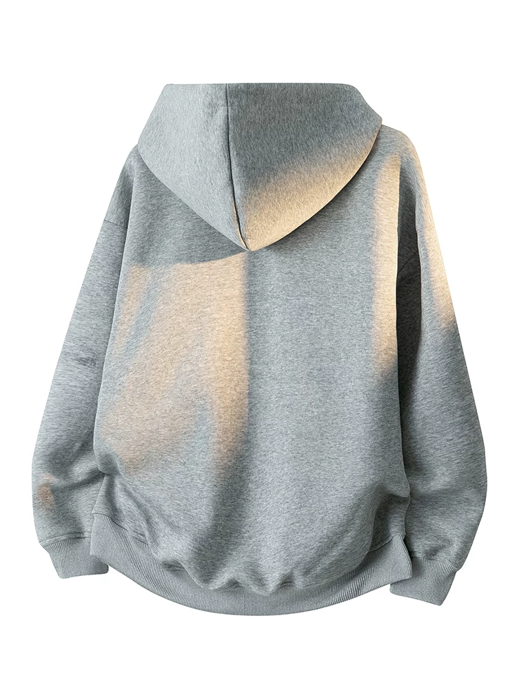 Áo khoác cardigan có mũ trùm đầu màu đen phong cách Mỹ của Jeanswest dành cho nam, mùa xuân thu 2026, mẫu mới đầu xuân, kiểu dáng rộng rãi, có khóa kéo.