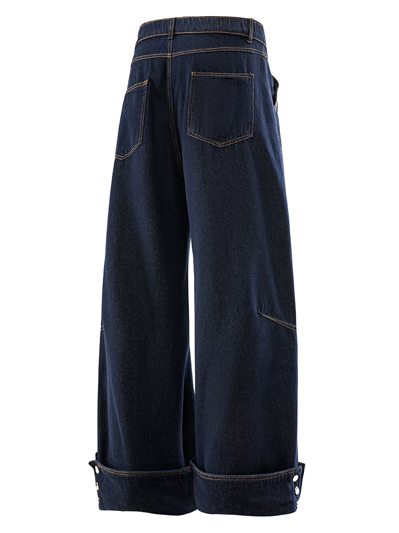 Quần jeans nam Jeanswest phong cách retro Mỹ, thiết kế bo gấu, dành cho mùa xuân thu, kiểu dáng rộng rãi thoải mái, quần dài.