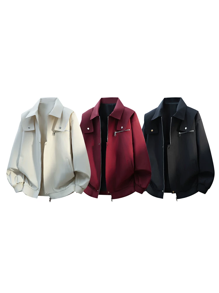 Áo khoác cổ điển kiểu Mỹ của Jeanswest dành cho nam, mùa xuân và mùa thu, áo khoác màu đen rộng rãi, hợp thời trang, cao cấp.