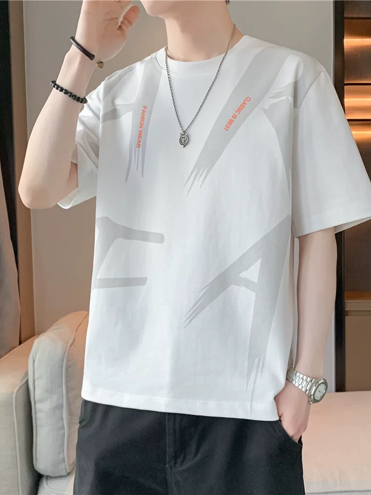 Áo thun cổ tròn in chữ Jeanswest dành cho nam, mùa xuân hè, áo kiểu dáng rộng rãi cao cấp.