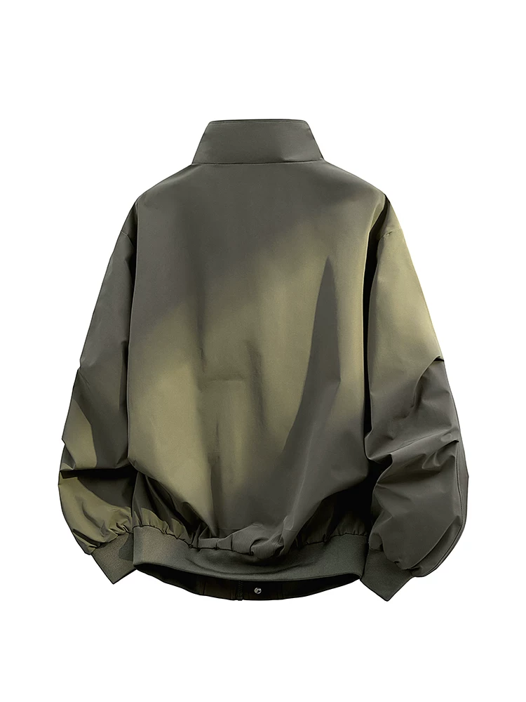 Áo khoác cổ đứng màu xanh quân đội phong cách Mỹ của Jeanswest dành cho nam, mùa xuân và mùa thu, áo khoác ngoài thương hiệu thời trang cao cấp, rộng rãi, hợp thời trang.