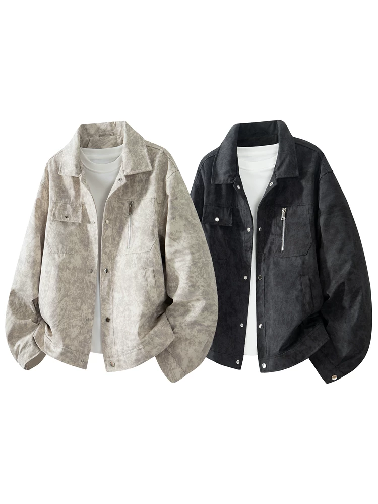 Áo khoác da lộn phong cách retro Mỹ của Jeanswest dành cho nam, mùa xuân thu, áo khoác thời trang cao cấp, rộng rãi, thoải mái.