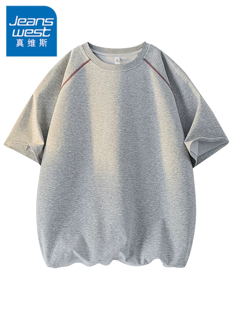 Áo thun nam cổ tròn kiểu Mỹ của Jeanswest, kiểu dáng rộng rãi, thoáng khí, cao cấp, thân thiện với làn da, tay ngắn, thích hợp cho mùa hè.