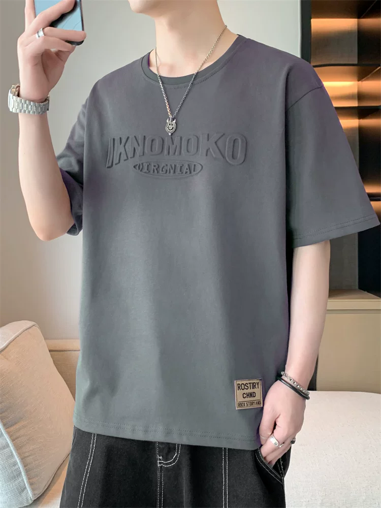 Áo thun cổ tròn màu trơn phong cách Mỹ của Jeanswest dành cho nam, kiểu dáng rộng rãi thoải mái mùa hè, cảm giác cao cấp, thoáng khí, thân thiện với làn da, tay ngắn hợp thời trang.
