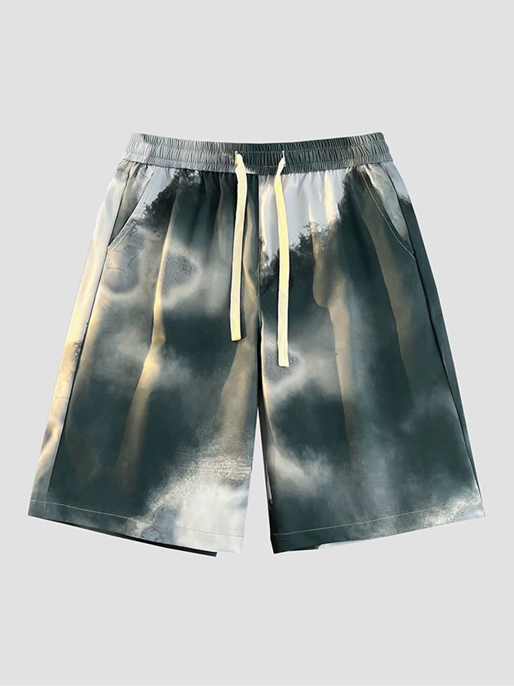 Quần short màu hồng dopamine của Jeanswest dành cho nam, kiểu dáng mỏng mùa hè, kiểu dáng thẳng hợp thời trang, quần short năm điểm phối màu kiểu Mỹ.