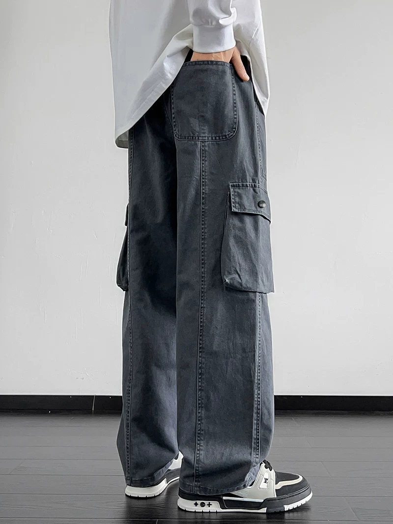 Quần công sở nam Jeanswest kiểu mới 100% cotton nguyên chất, mùa xuân thu, lót lông cừu, dày dặn, quần ống đứng rộng rãi, phong cách thường ngày.