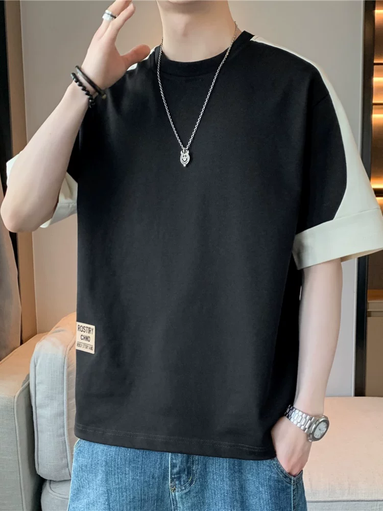 Áo thun cổ tròn phối màu cao cấp của Jeanswest dành cho nam, mùa xuân hè phong cách Mỹ, áo kiểu dáng rộng rãi, hợp thời trang, thương hiệu thời trang.