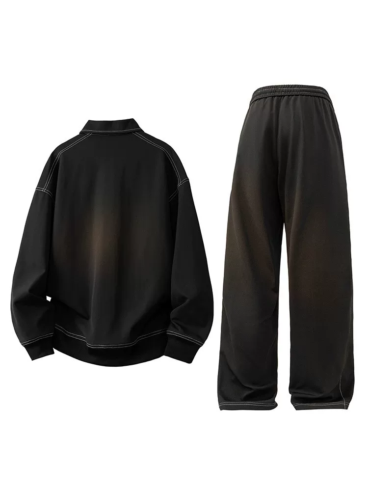 Bộ đồ thường ngày Jeanswest mùa xuân thu, áo sweatshirt cổ trụ, quần ống thẳng, thiết kế đa năng, hợp thời trang, bộ hai món.