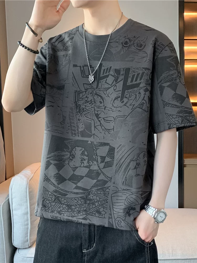 Áo thun ngắn tay in họa tiết graffiti cao cấp của Jeanswest dành cho nam mùa xuân hè thương hiệu thời trang Mỹ áo dáng rộng thông thường