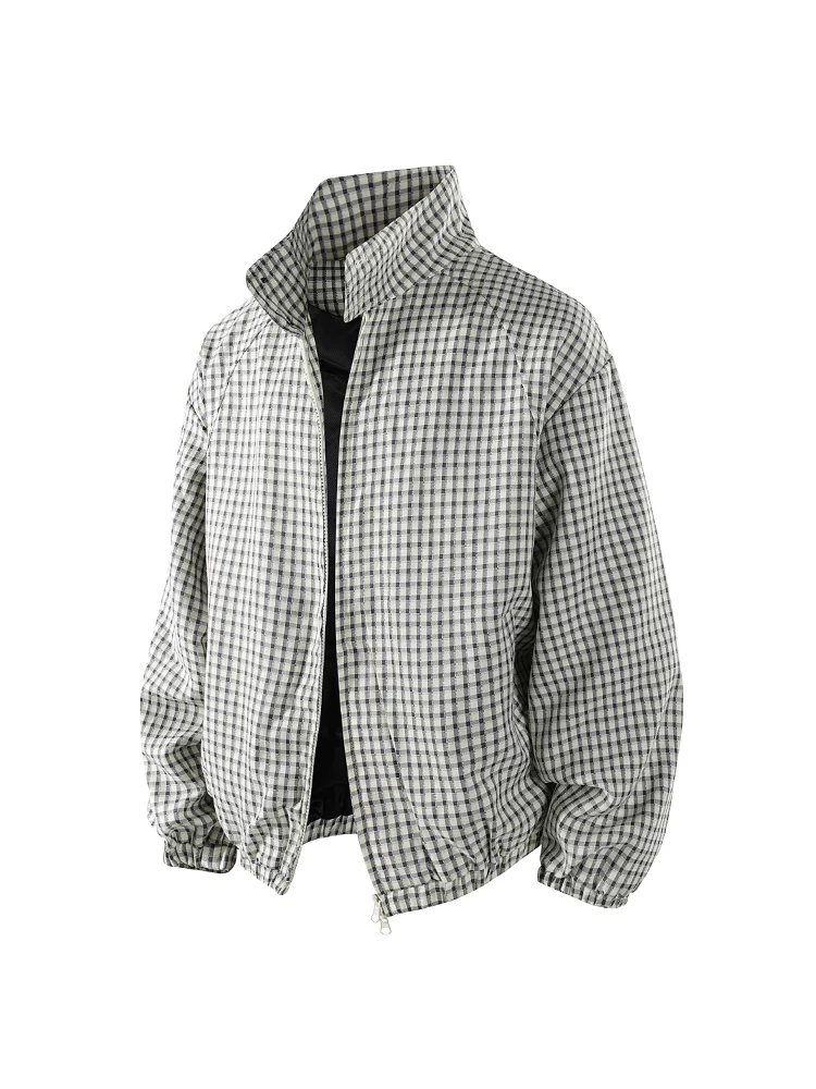 Áo khoác cổ đứng kẻ sọc thương hiệu Jeanswest retro hợp thời trang dành cho nam giới, trang phục công sở phong cách Mỹ giản dị mới cho mùa xuân và mùa thu với cảm giác cao cấp.