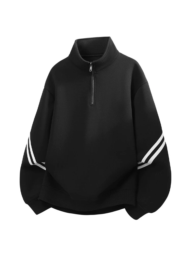 Áo nỉ cổ đứng nửa khóa kéo phong cách Mỹ của thương hiệu Jeanswest dành cho nam, mùa xuân thu, cảm giác cao cấp, kiểu dáng rộng rãi, thoải mái, đa năng.