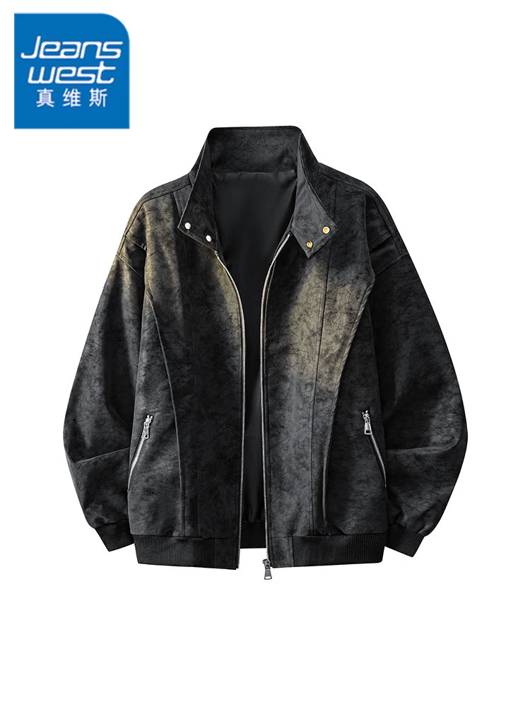 Áo khoác da PU kiểu Mỹ cổ điển Jeanswest dành cho nam, mẫu mới xuân thu 2026, thương hiệu thời trang sành điệu.