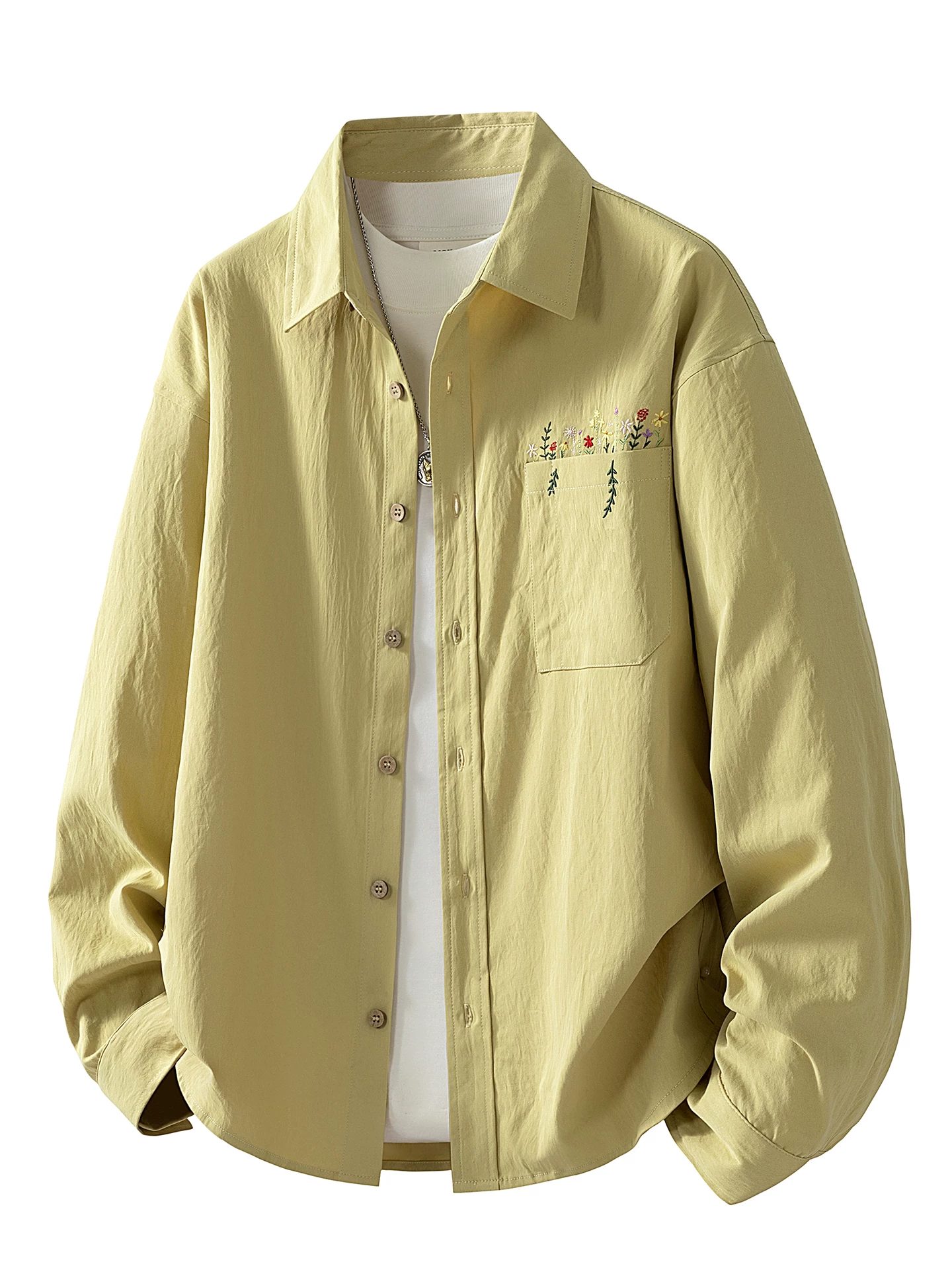 Áo khoác thêu có ve áo phong cách Mỹ của Jeanswest dành cho nam, áo khoác sơ mi thời trang cao cấp mùa xuân thu.