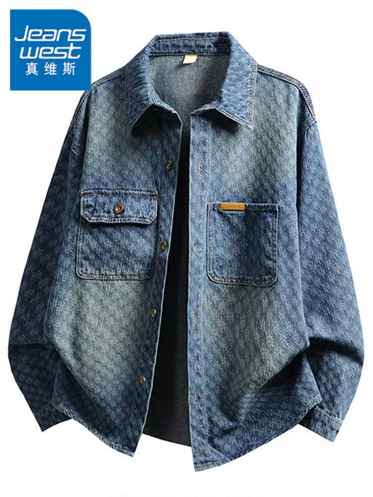 Áo khoác denim phong cách retro Mỹ mới của Jeanswest 2026 dành cho nam, kiểu dáng rộng rãi, đa năng, thích hợp cho mùa xuân và mùa thu.