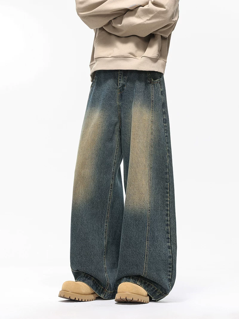 Quần jeans ống rộng phong cách Mỹ thời thượng của Jeanswest dành cho nam, dáng rộng thoải mái mùa thu đông, sành điệu và cao cấp, quần lót lông cừu.