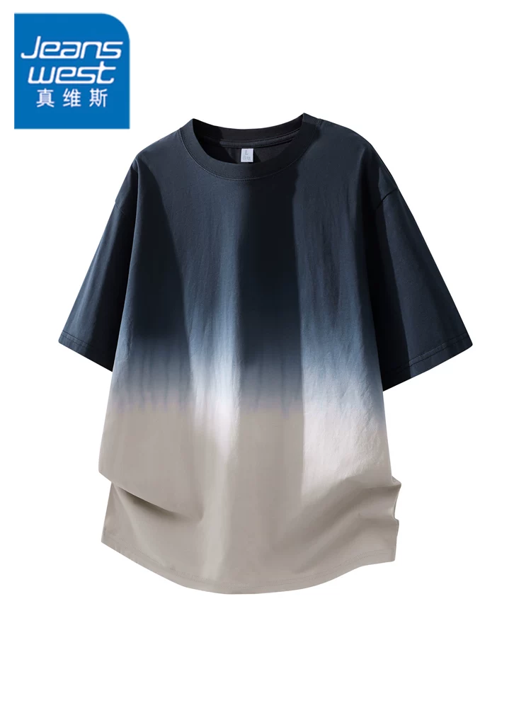Áo thun cổ tròn 100% cotton nguyên chất của Jeanswest dành cho nam mùa hè hợp thời trang thương hiệu cao cấp áo ngắn tay sành điệu