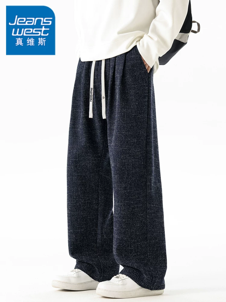 Quần dài ống rộng kiểu Mỹ cao cấp của Jeanswest dành cho nam, quần dài rộng rãi hợp thời trang đa năng dành cho mùa xuân và mùa thu.