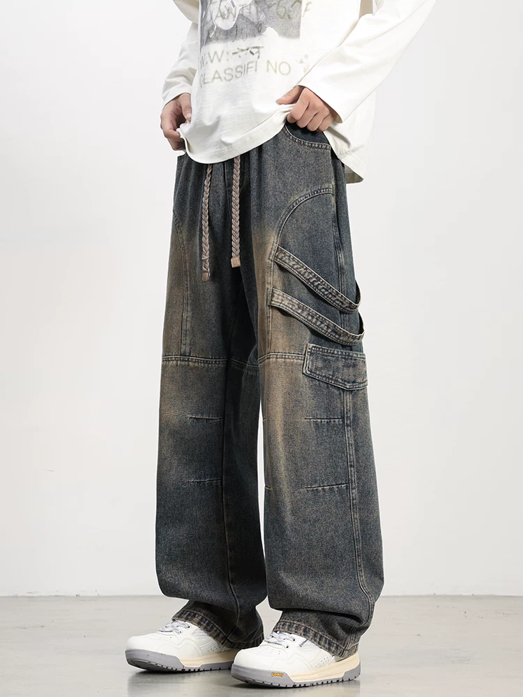 Quần jeans ống rộng phong cách retro Mỹ của Jeanswest dành cho nam, quần dài xu hướng mùa xuân thu, kiểu dáng rộng rãi thoải mái.