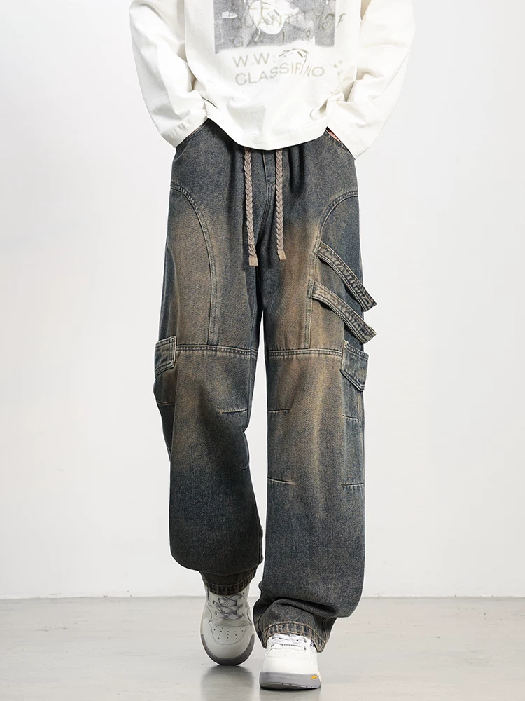 Quần jeans ống rộng phong cách retro Mỹ của Jeanswest dành cho nam, quần dài xu hướng mùa xuân thu, kiểu dáng rộng rãi thoải mái.