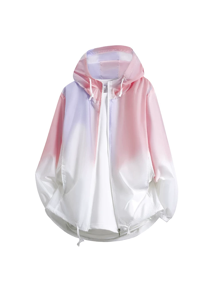 Quần áo chống nắng chống tia UV màu gradient phong cách Mỹ của Jeanswest dành cho nam giới, áo khoác mỏng thoáng khí bằng lụa băng khô nhanh mùa hè.