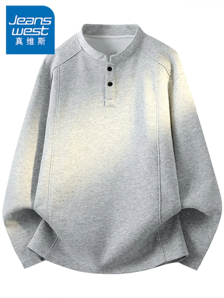 Áo sweatshirt nam Jeanswest 2026 kiểu Mỹ, màu trơn, chất liệu cao cấp, phong cách thời trang, dáng rộng, mặc xuân thu.